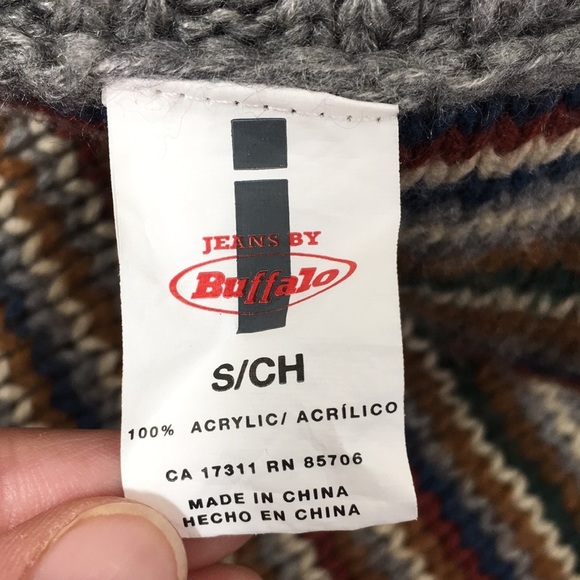 Jeans By Buffalo Gray Tan Knit Cardigan Sweater Womens Small Open Front Acrylic - Picture 6 of 10